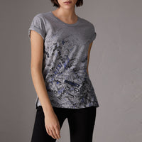 T-shirt en coton avec imprimé Doodle - Pale Grey Melange