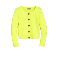 Cardigan en cachemire avec boutons à motif d'oiseau - Bright Citrine