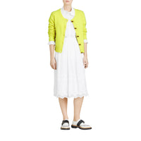Cardigan en cachemire avec boutons à motif d'oiseau - Bright Citrine