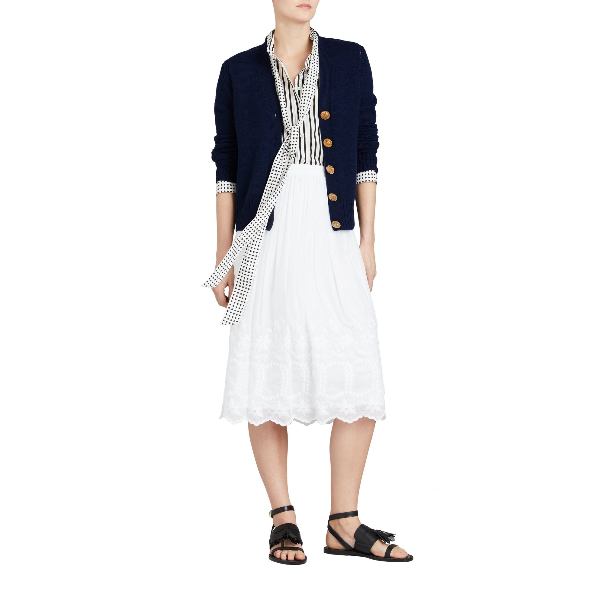 Cardigan en cachemire avec boutons à motif d'oiseau - Navy
