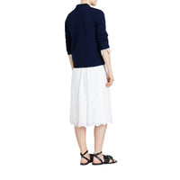 Cardigan en cachemire avec boutons à motif d'oiseau - Navy