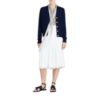 Cardigan en cachemire avec boutons à motif d'oiseau - Navy