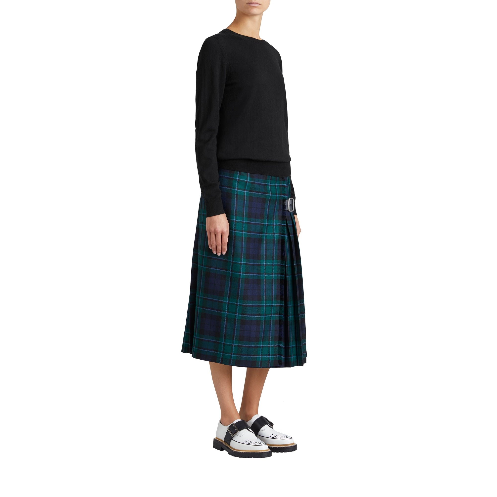Pull en laine mérinos avec détails check - Black