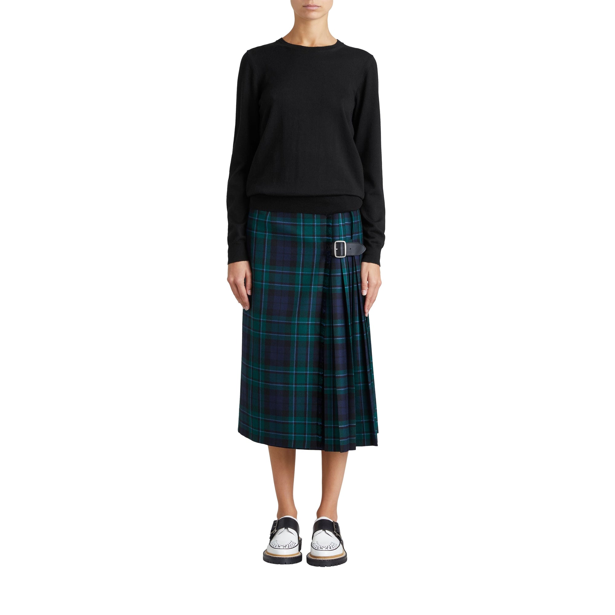 Pull en laine mérinos avec détails check - Black