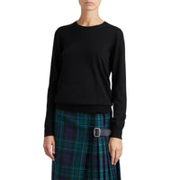 Pull en laine mérinos avec détails check - Black