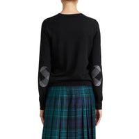 Pull en laine mérinos avec détails check - Black