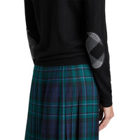 Pull en laine mérinos avec détails check - Black