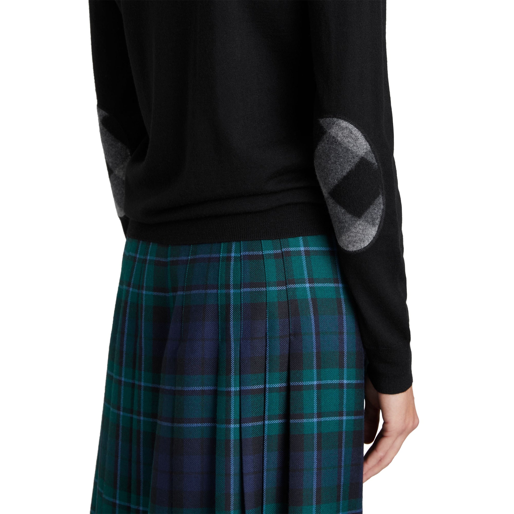Pull en laine mérinos avec détails check - Black