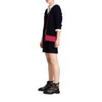 Portefeuille en cuir avec surpiqûres et bretelle amovible - Parade Red & Multi
