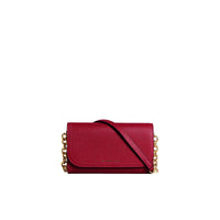 Portefeuille en cuir avec surpiqûres et bretelle amovible - Parade Red & Multi