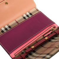 Portefeuille en cuir avec surpiqûres et bretelle amovible - Parade Red & Multi