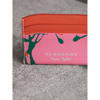 Porte-cartes en cuir trench à imprimé Splash - Rose Pink & Orange Red