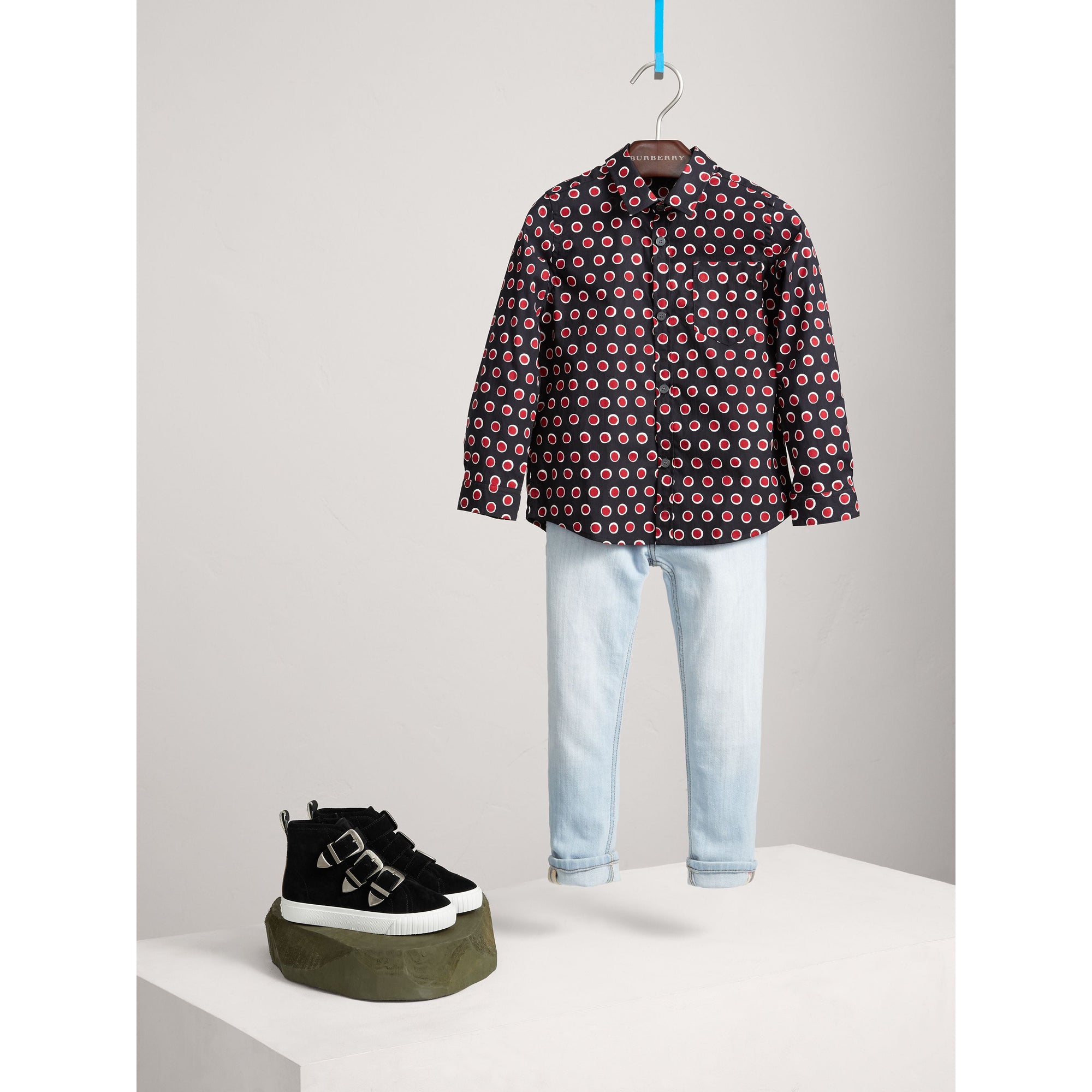 Chemise en coton avec imprimé à pois - Parade Red