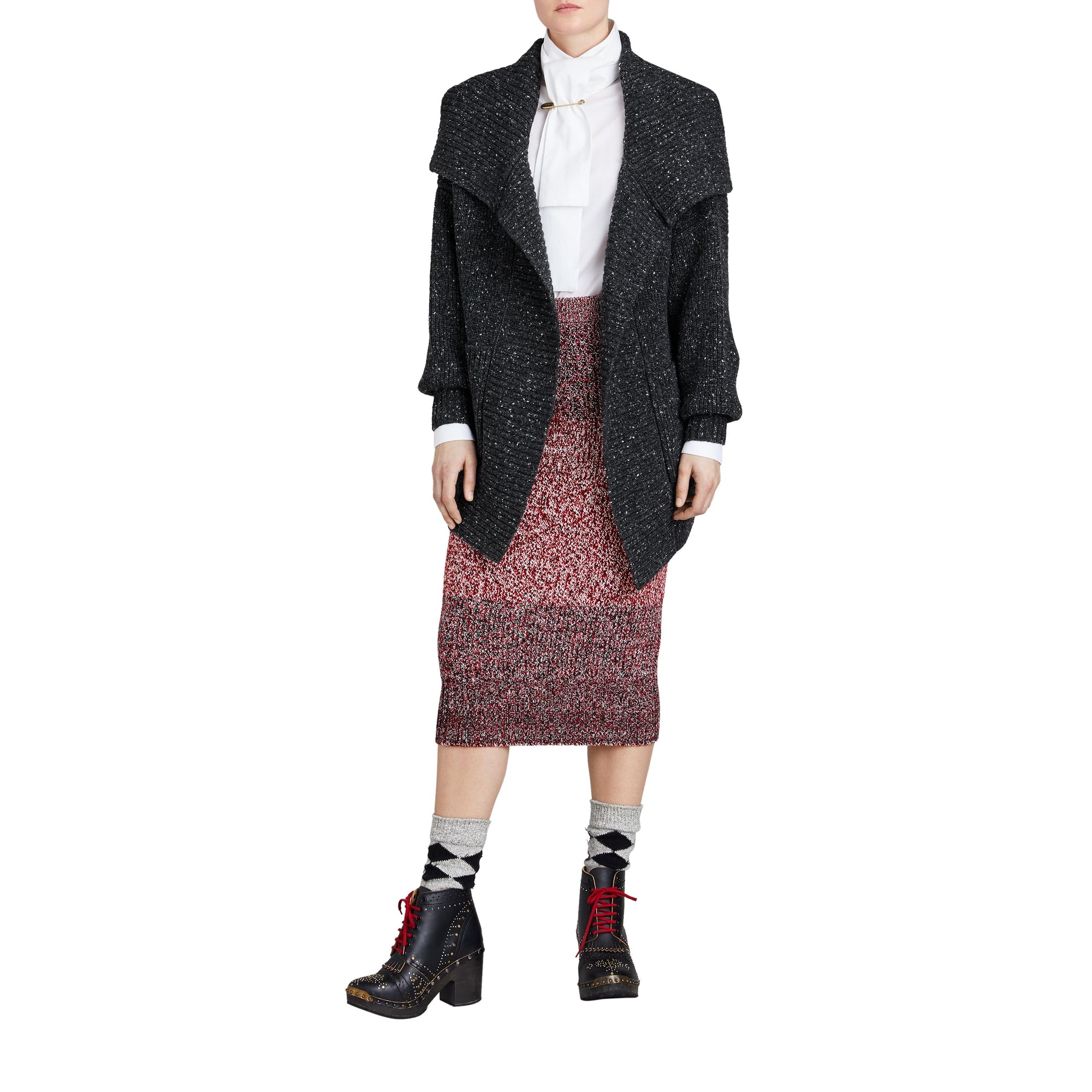 Cardigan oversize en laine et cachemire mélangés - Black