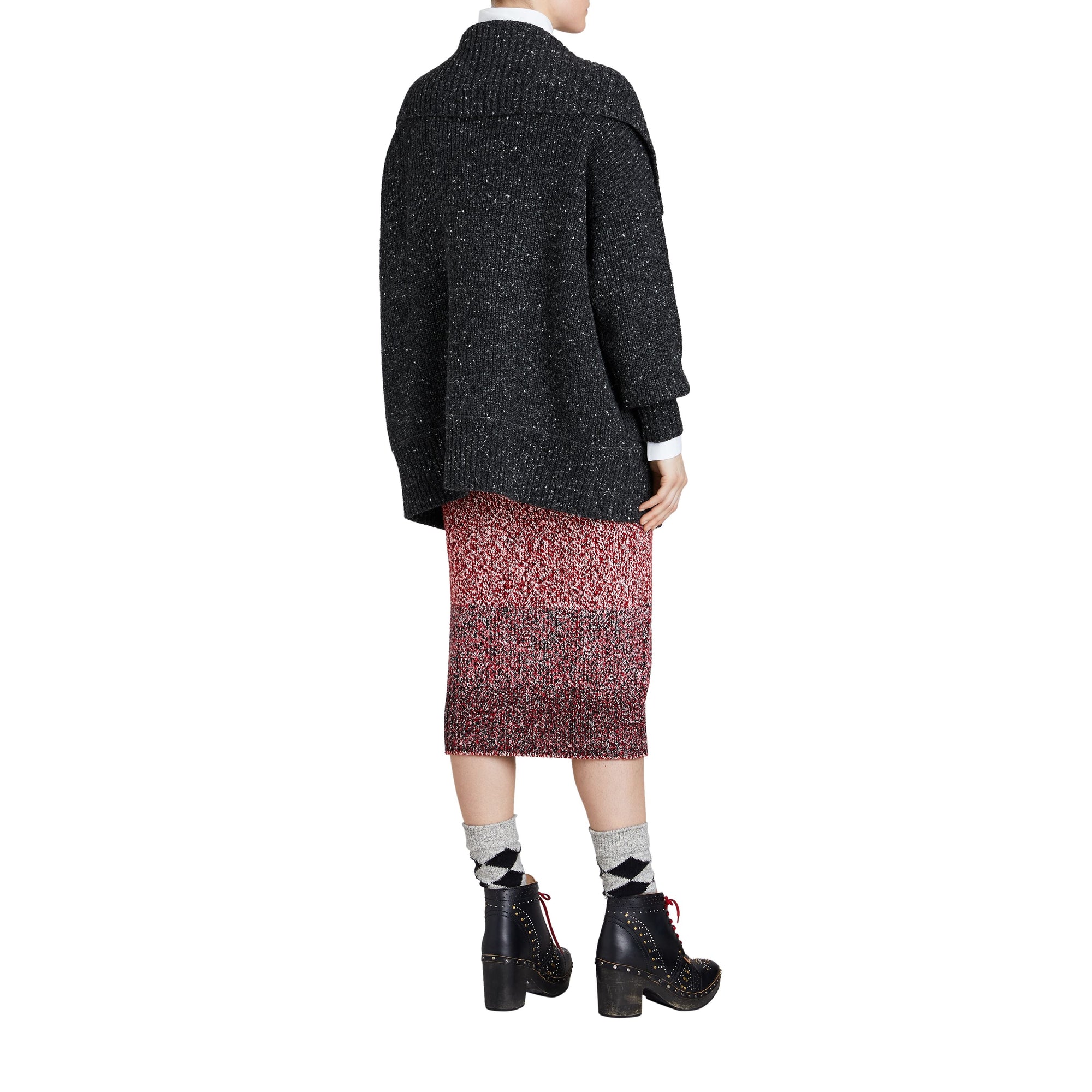 Cardigan oversize en laine et cachemire mélangés - Black