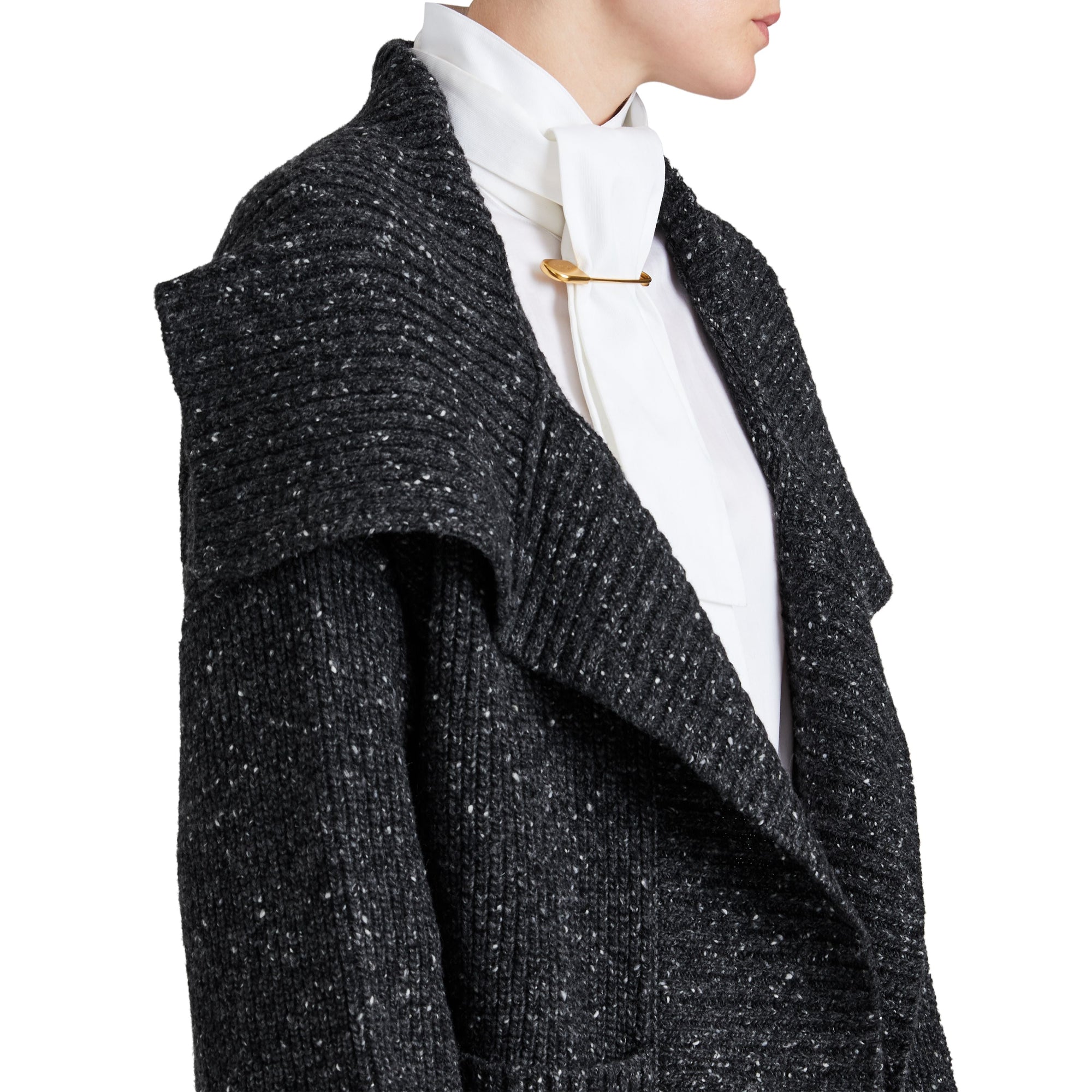 Cardigan oversize en laine et cachemire mélangés - Black