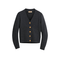 Cardigan en cachemire avec boutons à motif d'oiseau - Charcoal