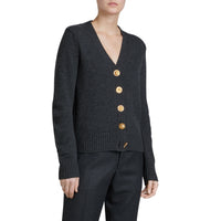 Cardigan en cachemire avec boutons à motif d'oiseau - Charcoal