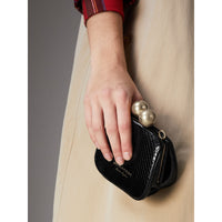 Mini sac porte-monnaie en python bicolore - Black