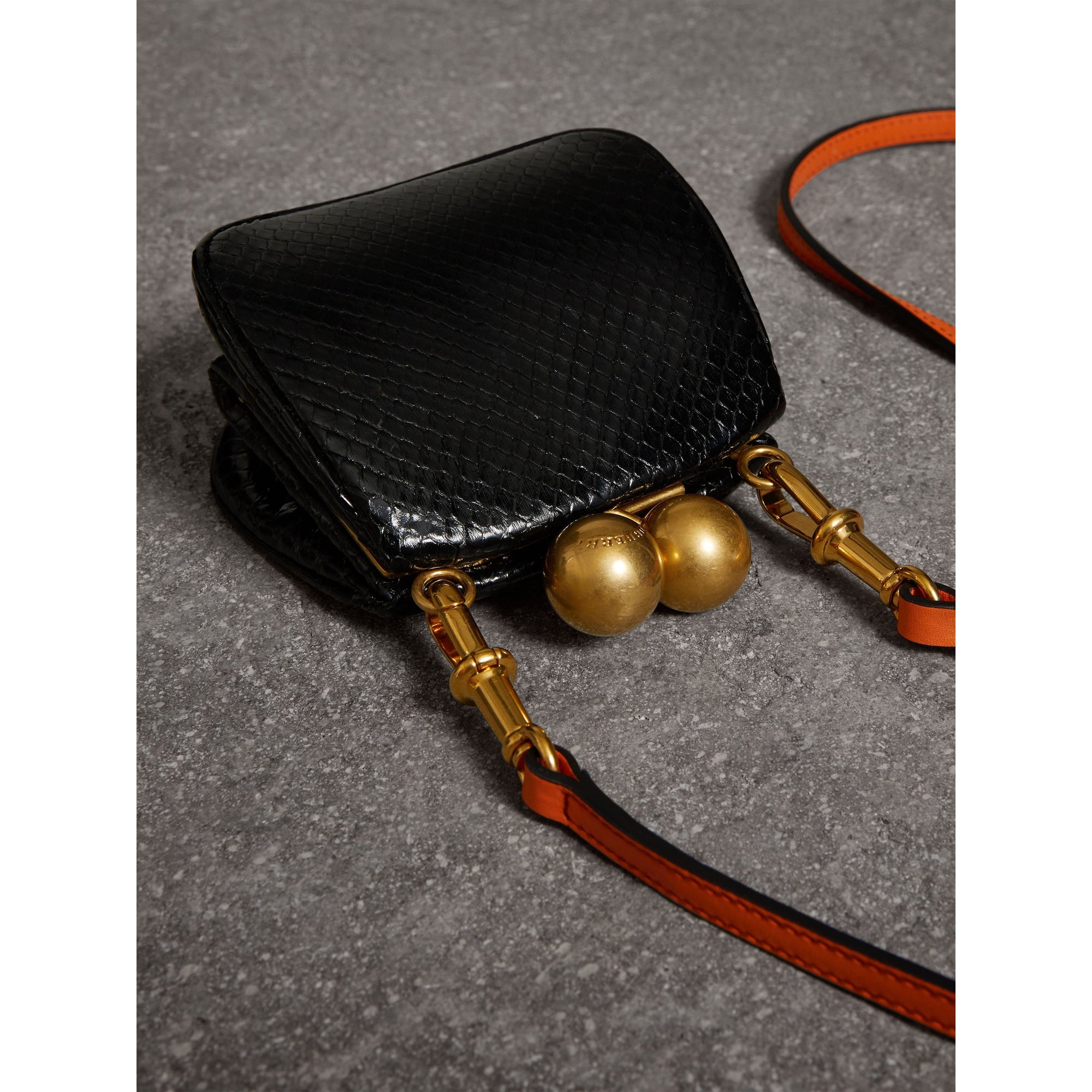 Mini sac porte-monnaie en python bicolore - Black