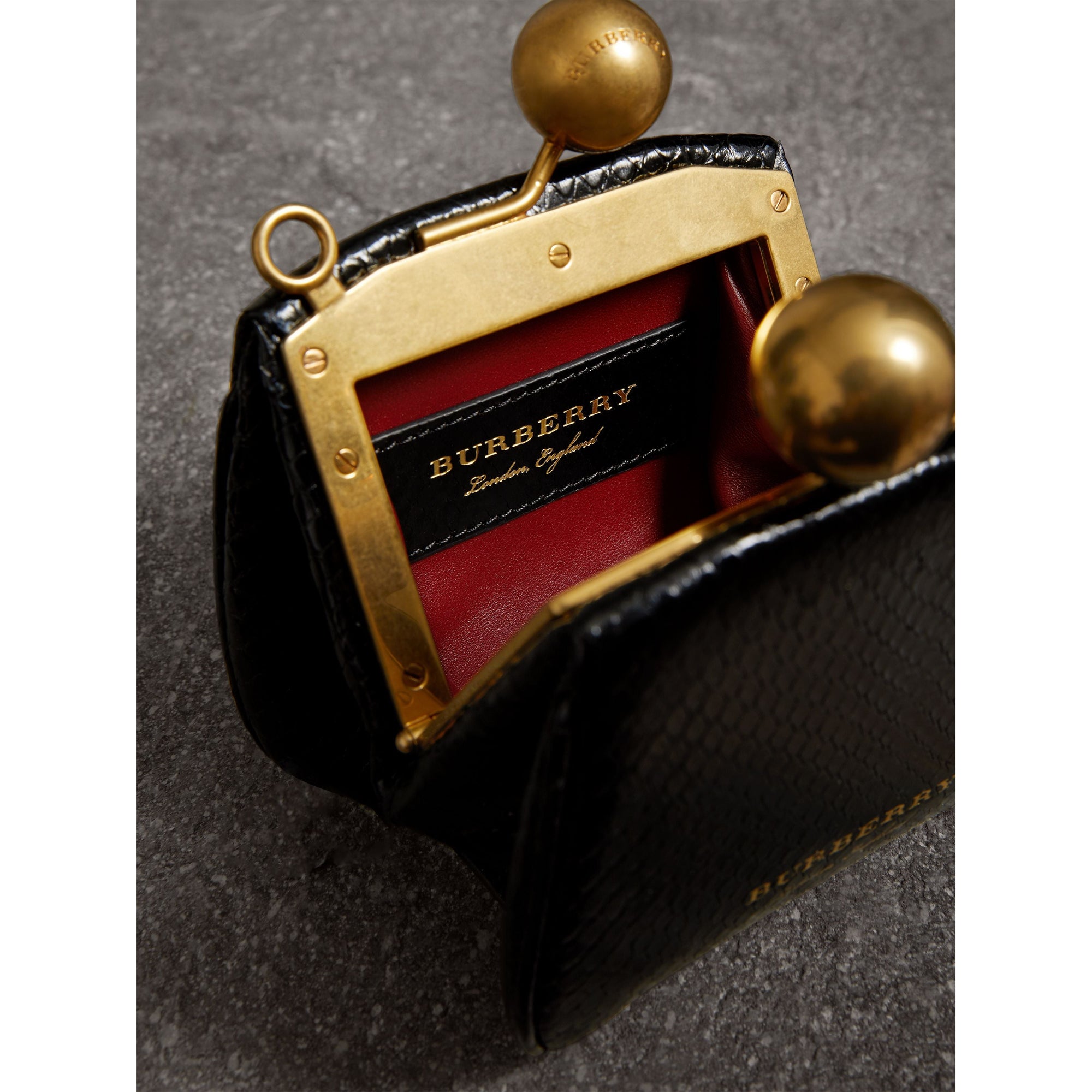 Mini sac porte-monnaie en python bicolore - Black
