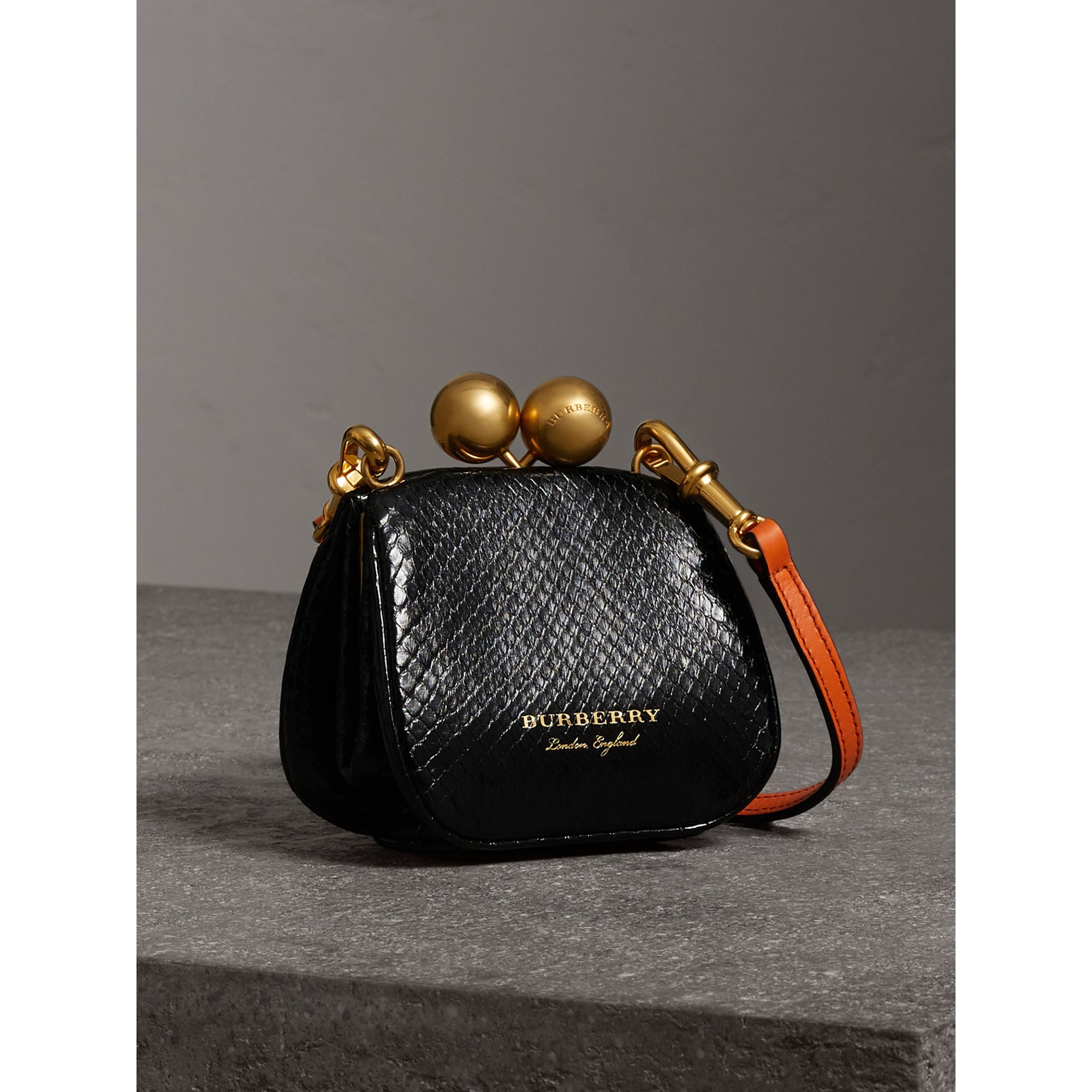 Mini sac porte-monnaie en python bicolore - Black