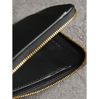 Étui pour passeport zippé en cuir trench - Black