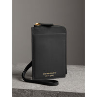 Étui pour passeport zippé en cuir trench - Black