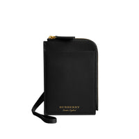Étui pour passeport zippé en cuir trench - Black