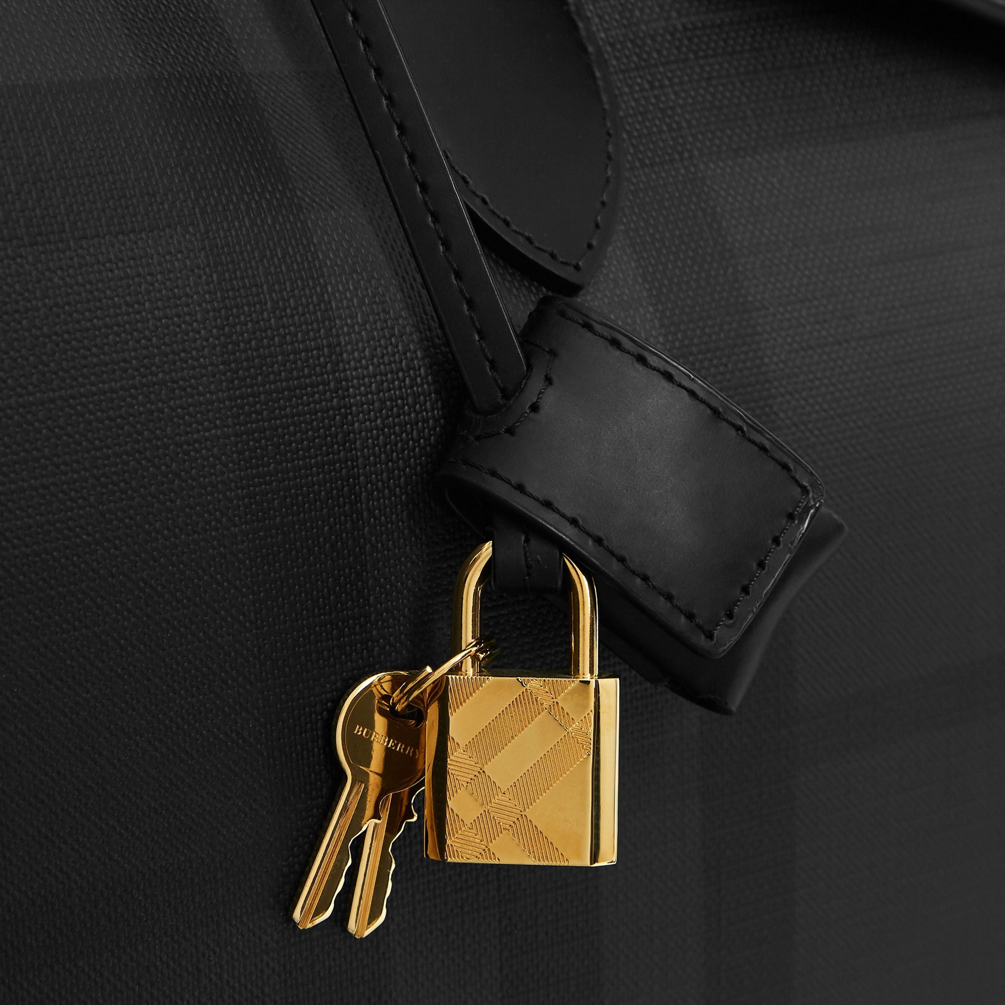 Fourre-tout à motif London check avec éléments en cuir - Charcoal & Black