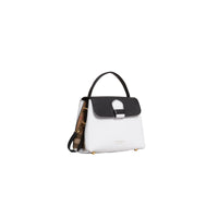 Petit sac tote en cuir bicolore et coton House check - Chalk White & Black