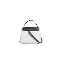 Petit sac tote en cuir bicolore et coton House check - Chalk White & Black