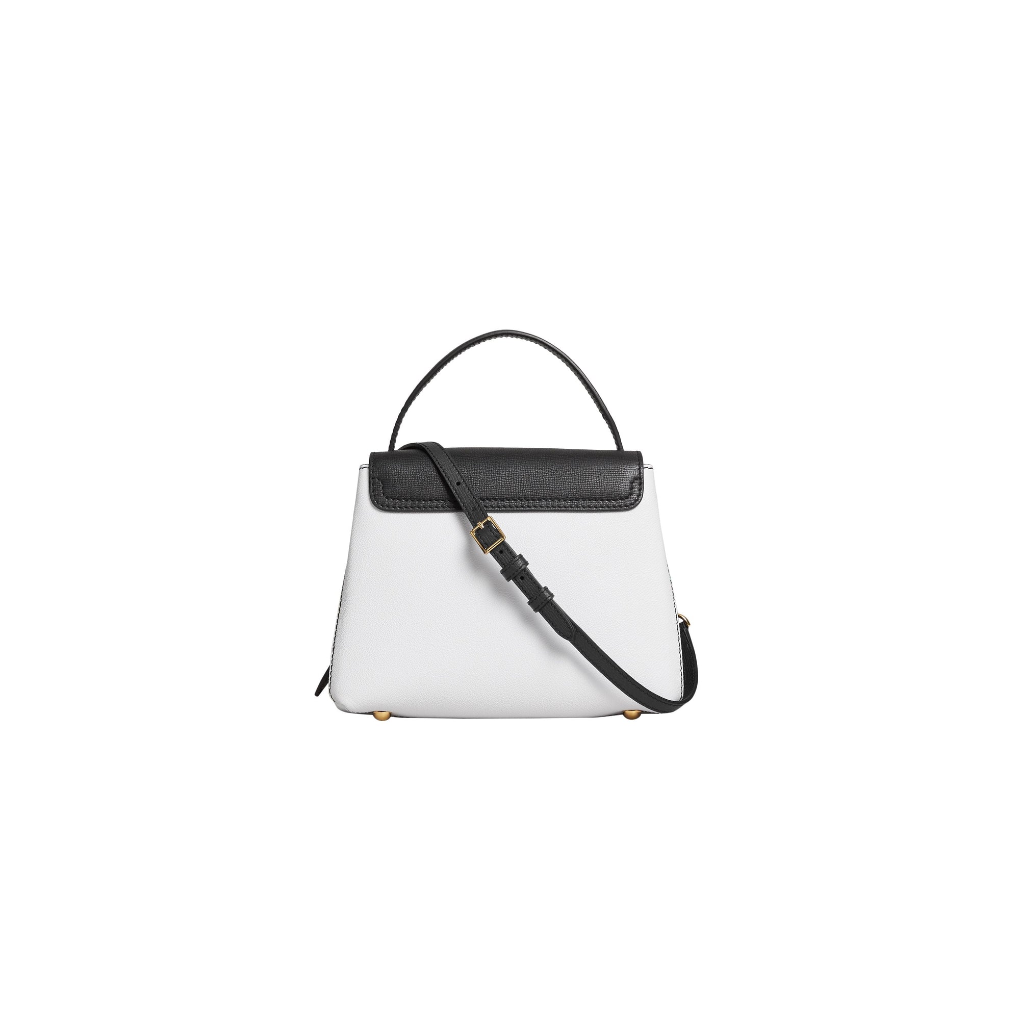 Petit sac tote en cuir bicolore et coton House check - Chalk White & Black
