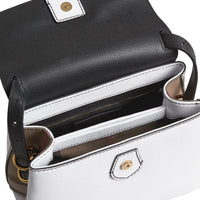 Petit sac tote en cuir bicolore et coton House check - Chalk White & Black