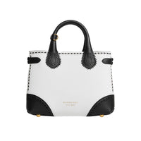 Petit sac The Banner en cuir bicolore avec détails richelieu - Chalk White & Black