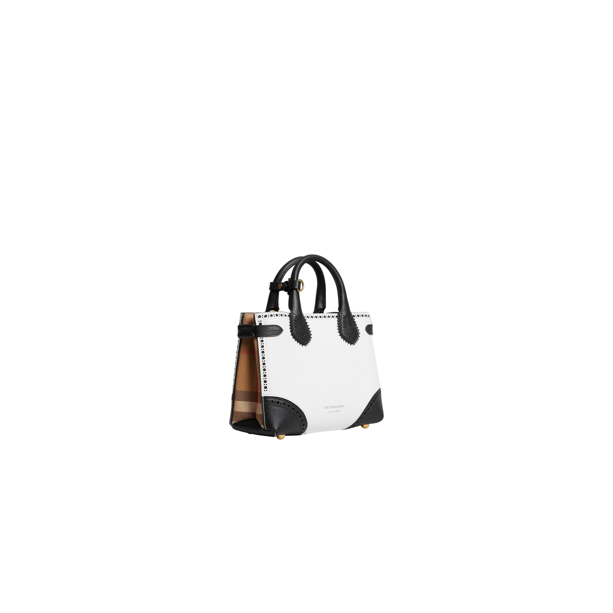 Petit sac The Banner en cuir bicolore avec détails richelieu - Chalk White & Black