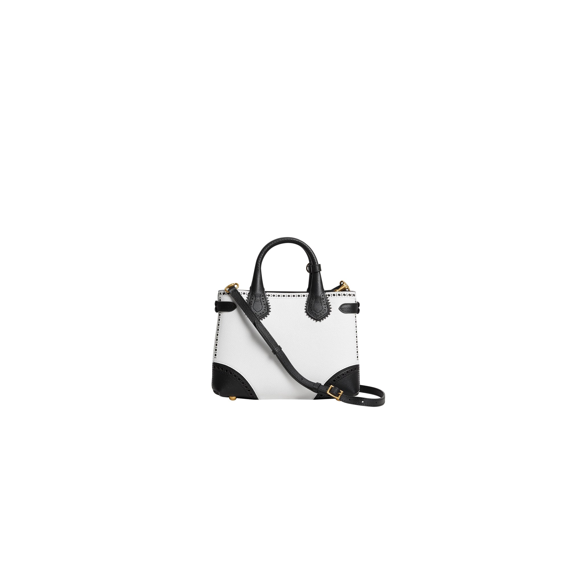 Petit sac The Banner en cuir bicolore avec détails richelieu - Chalk White & Black