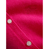 Cardigan en cachemire avec poignets à motif check - Bright Crimson Pink