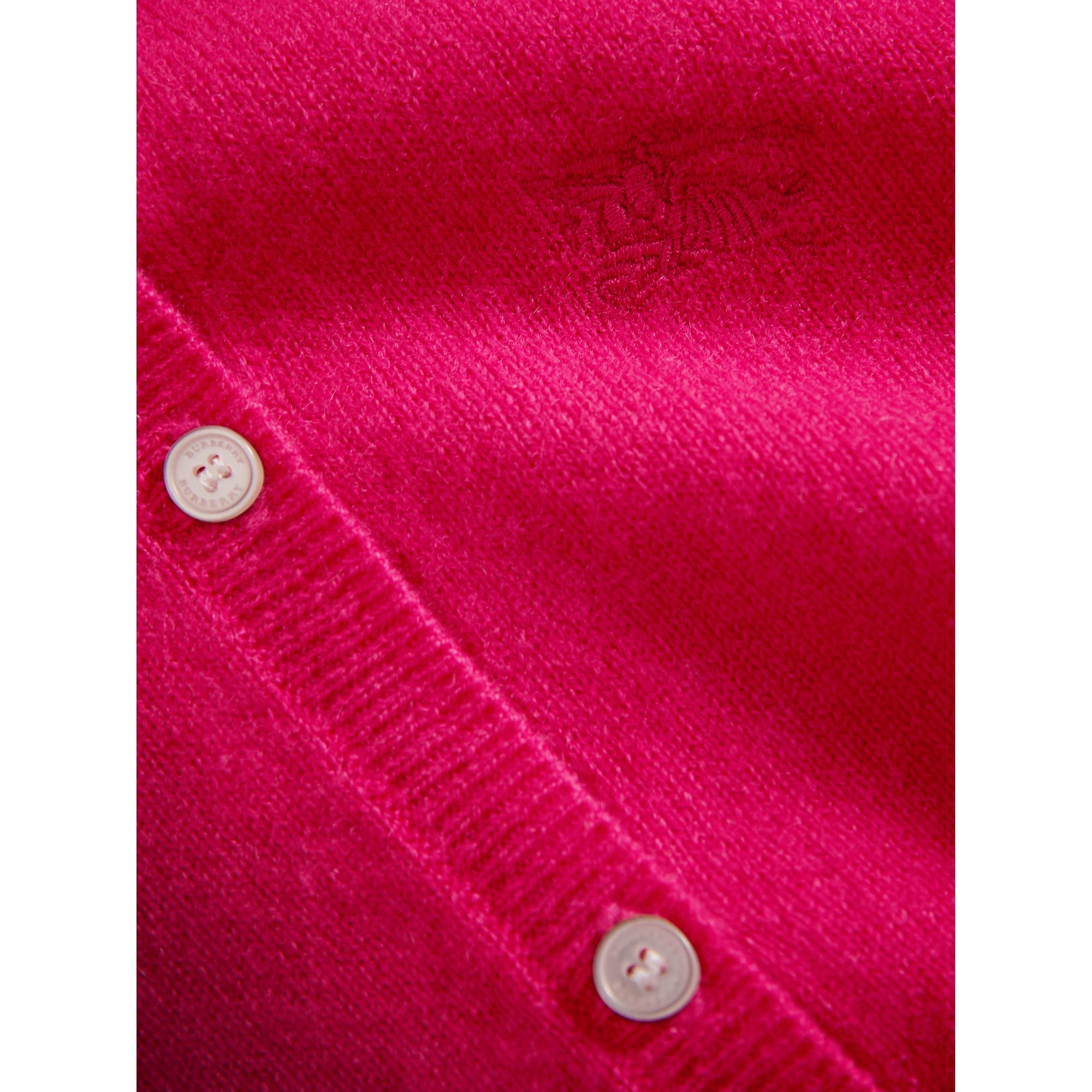 Cardigan en cachemire avec poignets à motif check - Bright Crimson Pink
