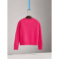 Cardigan en cachemire avec poignets à motif check - Bright Crimson Pink