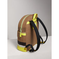 Sac à dos en cuir et tissu Canvas check - Neon Yellow