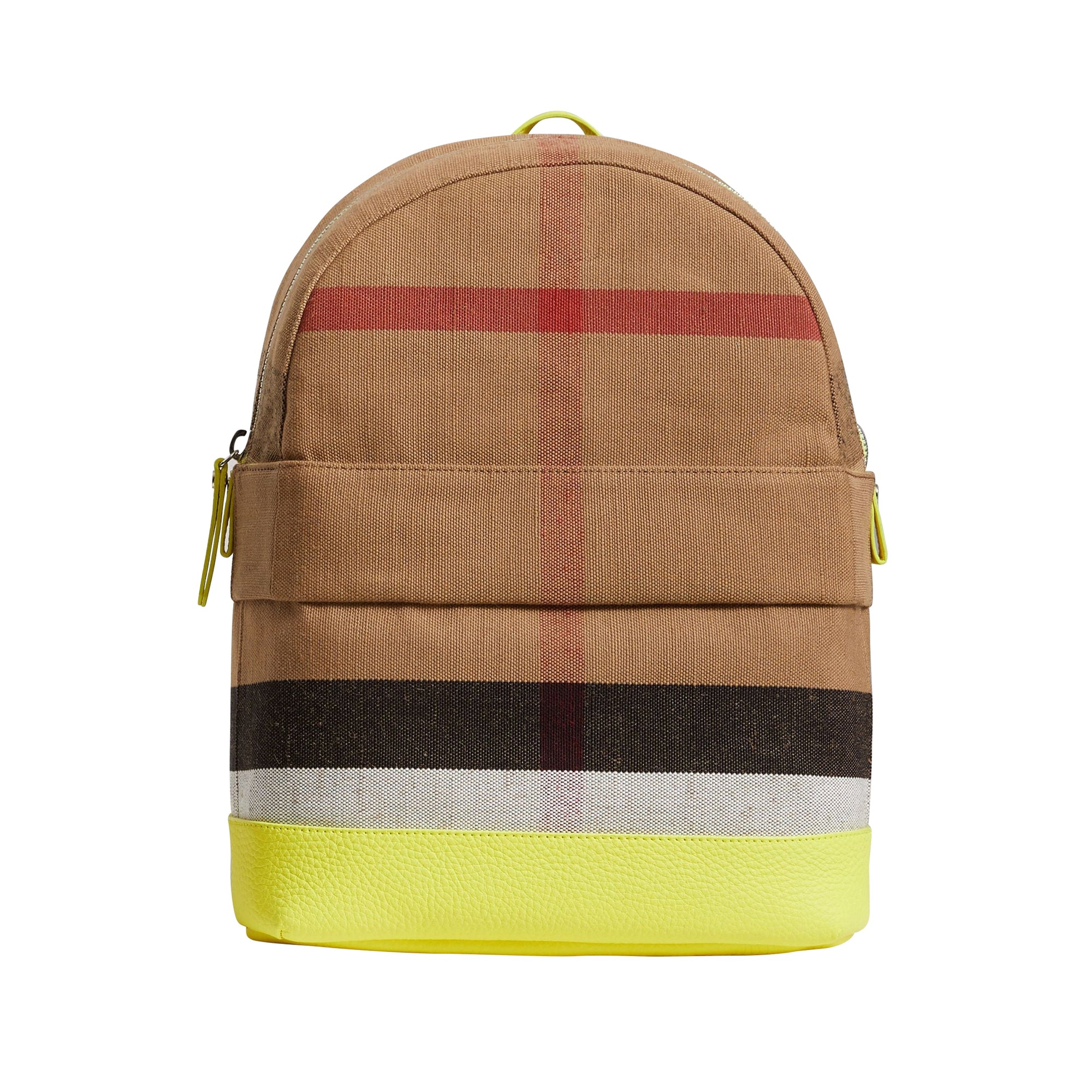 Sac à dos en cuir et tissu Canvas check - Neon Yellow