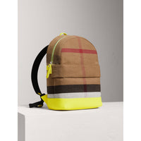 Sac à dos en cuir et tissu Canvas check - Neon Yellow