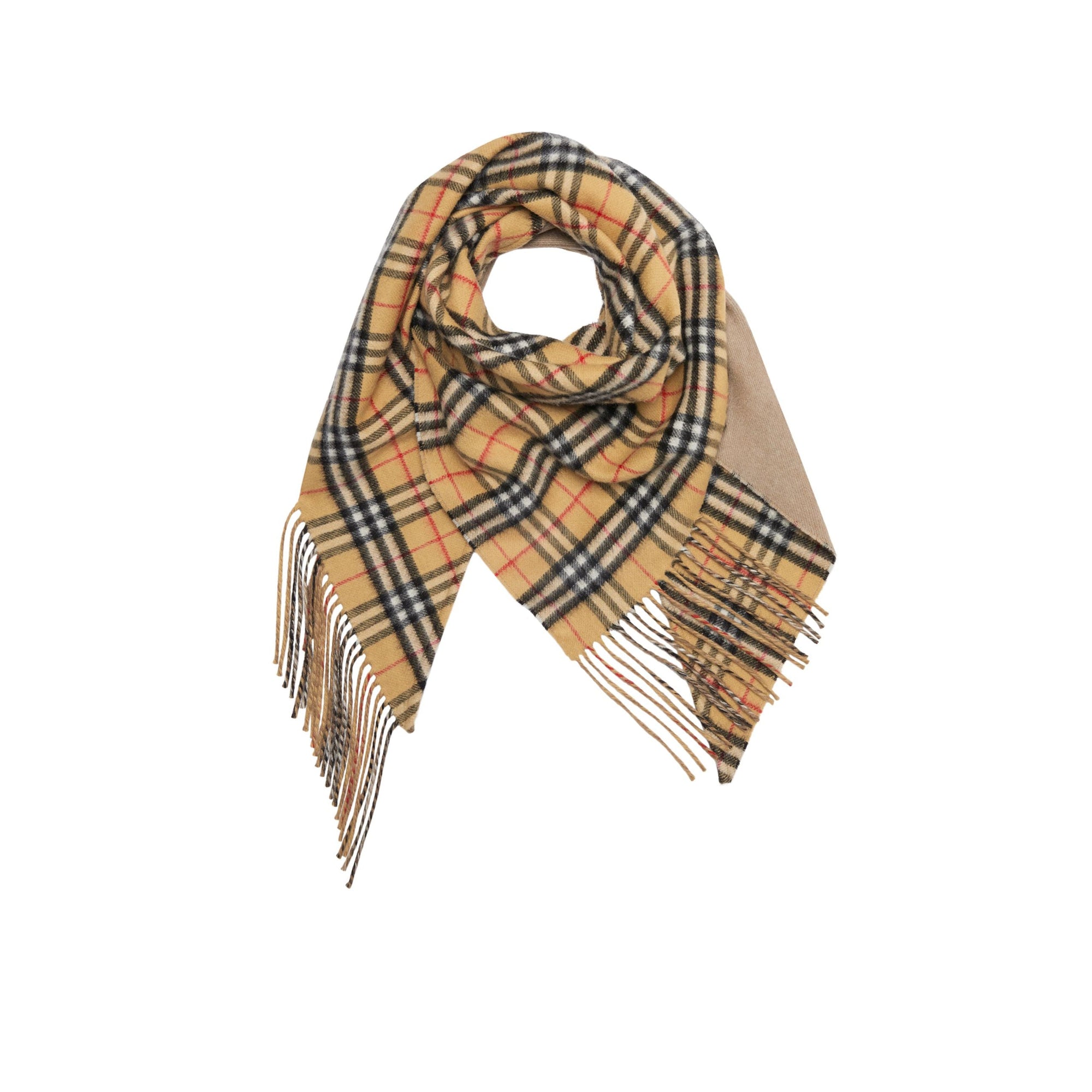 Bandana en cachemire à motif Vintage check - Sandstone
