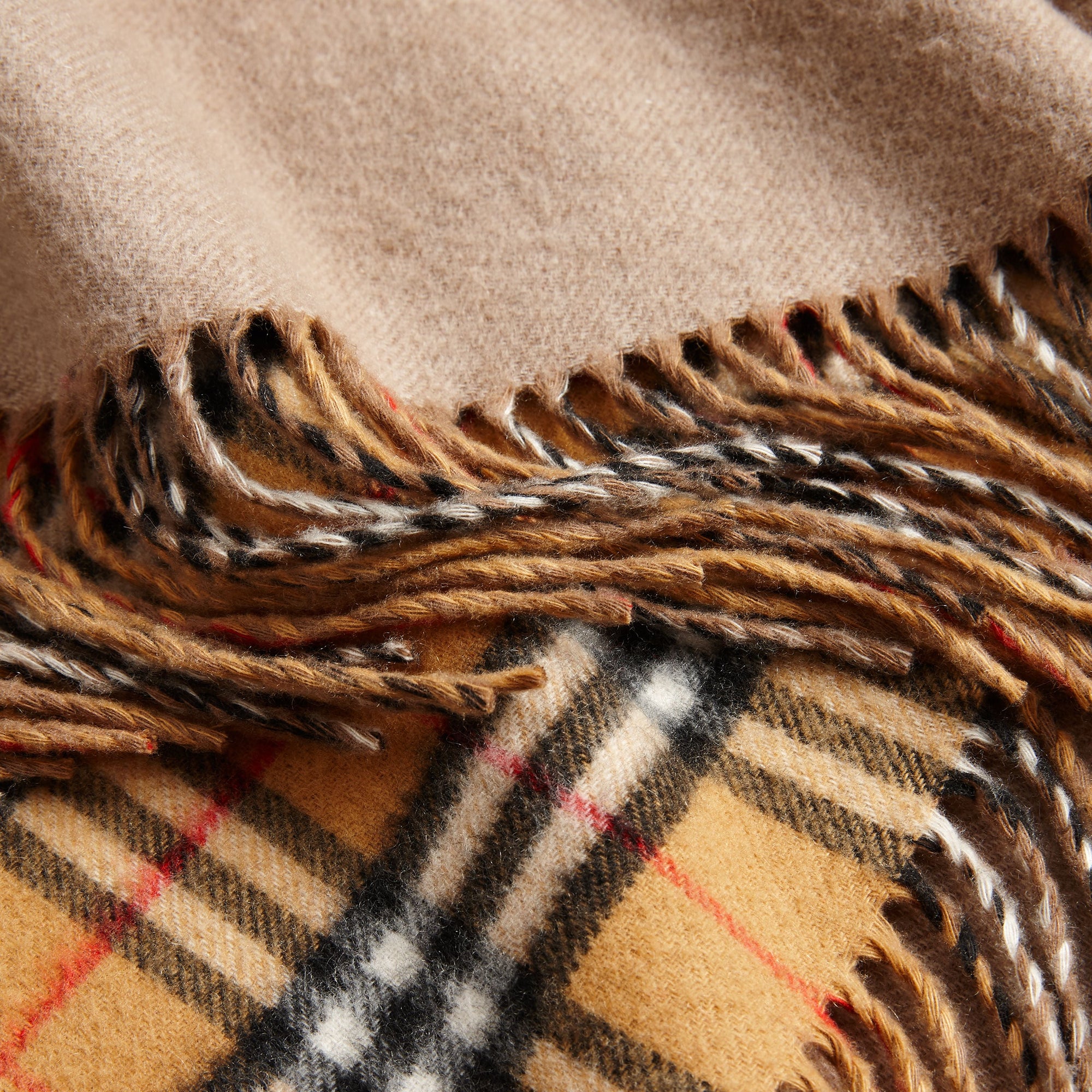 Bandana en cachemire à motif Vintage check - Sandstone