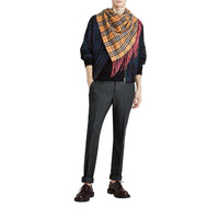 Bandana en cachemire néon et à motif Vintage check - Bright Peony