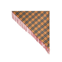 Bandana en cachemire néon et à motif Vintage check - Bright Peony