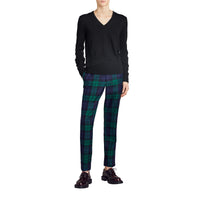 Pull en V en laine mérinos avec détails check - Black