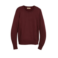 Pull en laine mérinos à détails check - Burgundy