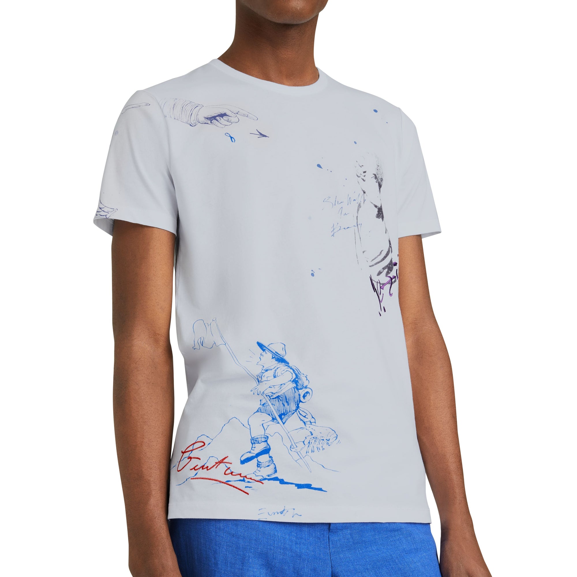 T-shirt en coton avec imprimés dessinés - White